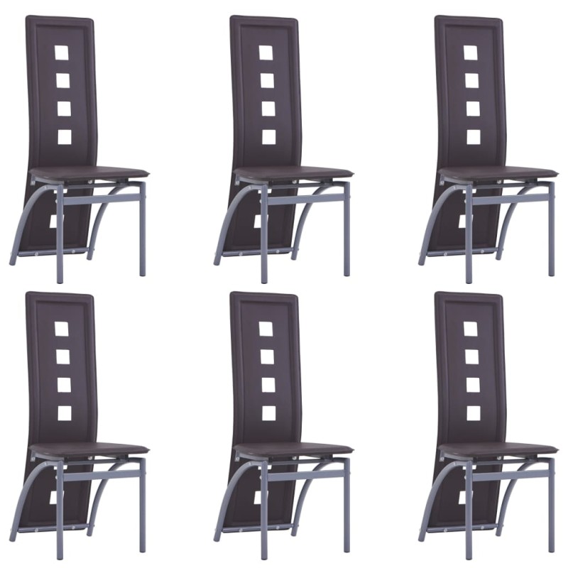 vidaXL Esszimmerstühle 6 Stk. Braun Kunstleder vidaXL Esszimmerstühle 6 Stk. Braun Kunstleder
