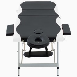  vidaXL Massageliege Klappbar 3-Zonen Aluminiumgestell Schwarz und Weiß