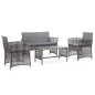 vidaXL 4-tlg. Garten-Lounge-Set mit Auflage Poly Rattan Anthrazit vidaXL 4-tlg. Garten-Lounge-Set mit Auflage Poly Rattan Anthrazit