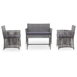 vidaXL 4-tlg. Garten-Lounge-Set mit Auflage Poly Rattan Anthrazit