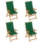 vidaXL Gartenstühle 4 Stk. mit Grünen Kissen Massivholz Teak vidaXL Gartenstühle 4 Stk. mit Grünen Kissen Massivholz Teak