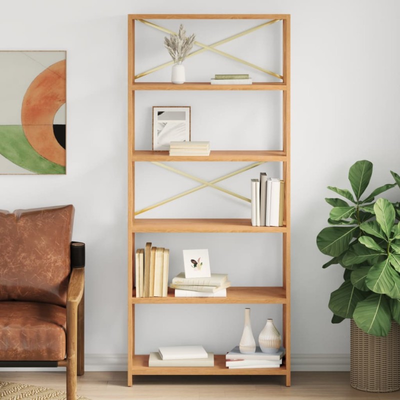 vidaXL Regal mit 6 Böden 80x30x181 cm Massivholz Eiche vidaXL Regal mit 6 Böden 80x30x181 cm Massivholz Eiche