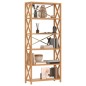 vidaXL Regal mit 6 Böden 80x30x181 cm Massivholz Eiche vidaXL Regal mit 6 Böden 80x30x181 cm Massivholz Eiche