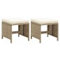 Gartenhocker 2 Stk. mit Sitzkissen Poly Rattan Beige Gartenhocker 2 Stk. mit Sitzkissen Poly Rattan Beige