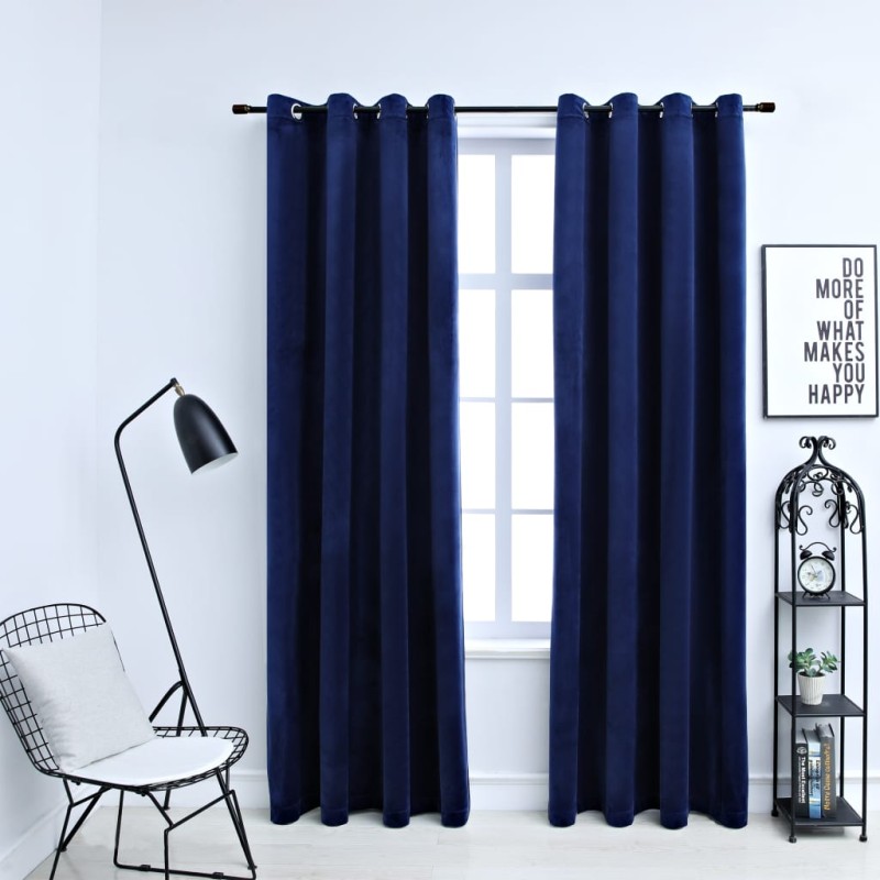 vidaXL Verdunkelungsvorhänge mit Ösen 2 Stk. Samt Dunkelblau 140x225cm vidaXL Verdunkelungsvorhänge mit Ösen 2 Stk. Samt Dunkelblau 140x225cm