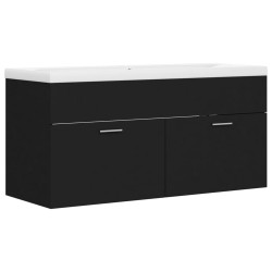 vidaXL Waschbeckenunterschrank mit Einbaubecken Schwarz Holzwerkstoff
