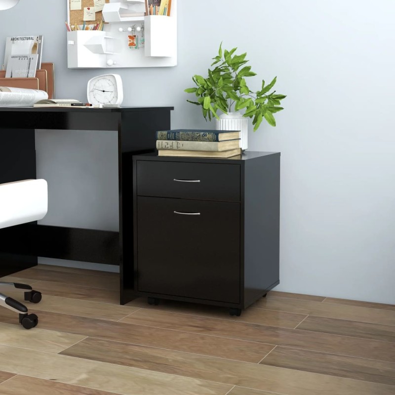 vidaXL Rollschrank Schwarz 45x38x54 cm Holzwerkstoff vidaXL Rollschrank Schwarz 45x38x54 cm Holzwerkstoff