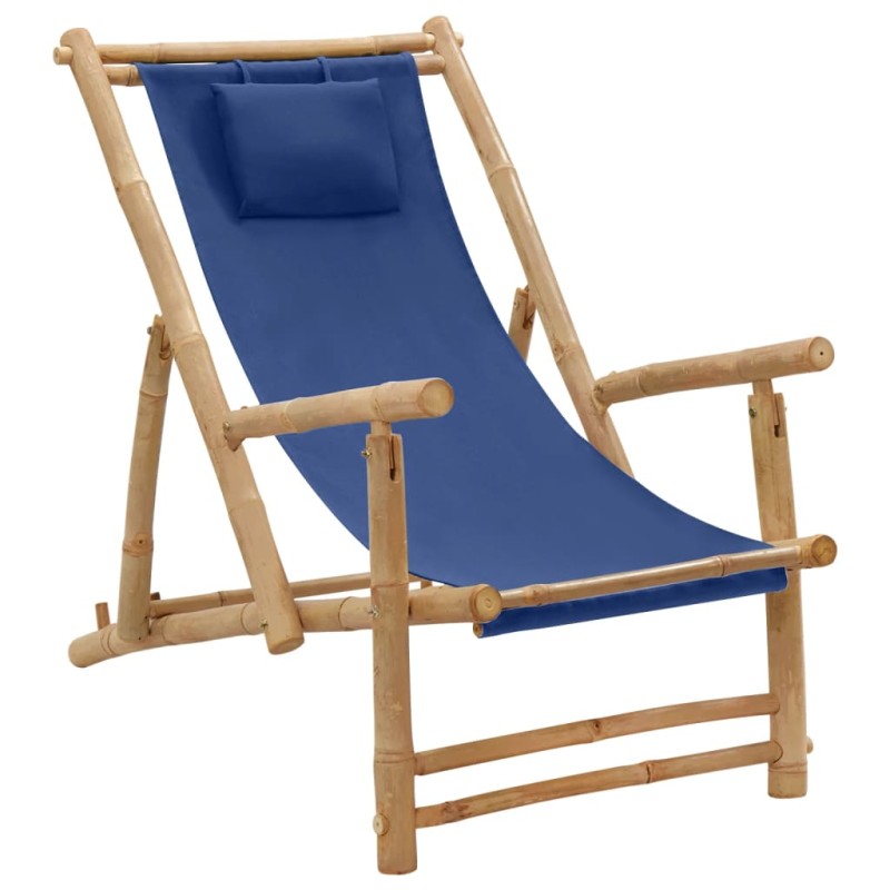 vidaXL Liegestuhl Bambus und Canvas Marineblau vidaXL Liegestuhl Bambus und Canvas Marineblau