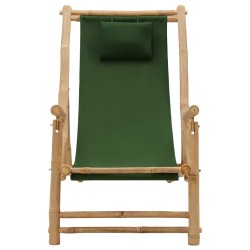 vidaXL Liegestuhl Bambus und Canvas Grün