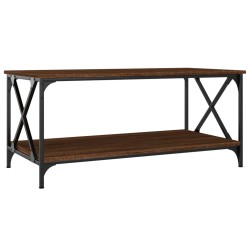 vidaXL Couchtisch Braun Eichen-Optik 100x50x45 cm Holzwerkstoff Eisen