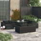 10-tlg. Garten-Lounge-Set mit Auflagen Poly Rattan Schwarz 10-tlg. Garten-Lounge-Set mit Auflagen Poly Rattan Schwarz