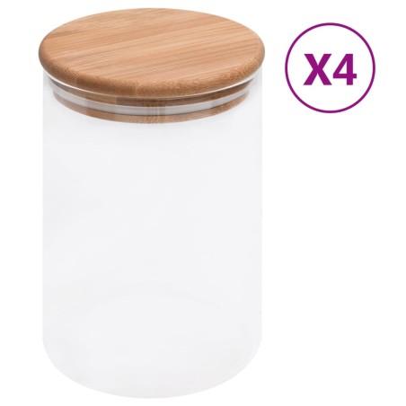 vidaXL Vorratsgläser mit Bambusdeckel 4 Stk. 800 ml 