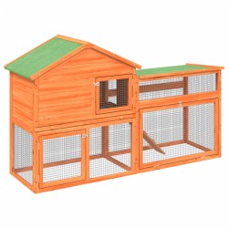 vidaXL Kaninchenstall Braun 185,5x60,5x109,5 cm Massivholz Kiefer
