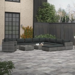 vidaXL 13-tlg. Garten-Lounge-Set mit Polstern Poly Rattan Grau