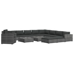 vidaXL 13-tlg. Garten-Lounge-Set mit Polstern Poly Rattan Grau