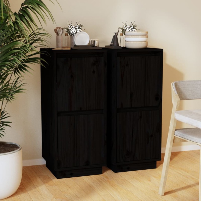 vidaXL Sideboards 2 Stk. Schwarz 31,5x34x75 cm Massivholz Kiefer vidaXL Sideboards 2 Stk. Schwarz 31,5x34x75 cm Massivholz Kiefer
