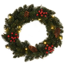 vidaXL Weihnachtskränze 2 Stk. mit Schmuck Grün 45 cm