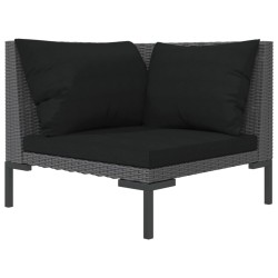 vidaXL Gartensofa mit Kissen Halbrundes Poly Rattan