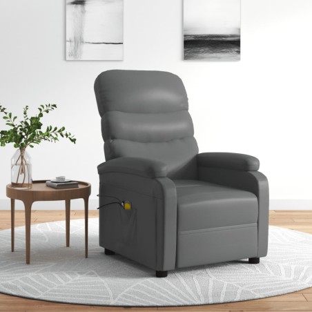 vidaXL Massagesessel Elektrisch Grau Kunstleder