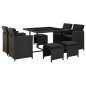 9-tlg. Garten-Essgruppe mit Auflagen Poly Rattan Schwarz 9-tlg. Garten-Essgruppe mit Auflagen Poly Rattan Schwarz