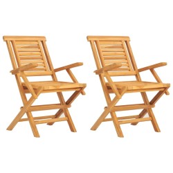 vidaXL Gartenstühle 2 Stk. Klappbar 56x63x90 cm Massivholz Teak