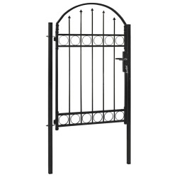vidaXL Zauntor mit Gewölbter Spitze Stahl 100 x 150 cm Schwarz