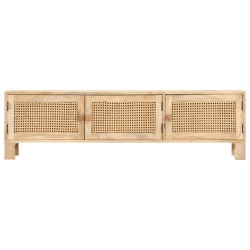 vidaXL TV-Schrank 140x30x40 cm Mango Massivholz und Rohrgeflecht