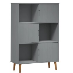 vidaXL Bücherregal MOLDE Grau 90x35x133,5 cm Massivholz Kiefer