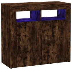 vidaXL Sideboard mit LED-Beleuchtung Räuchereiche 80x35x75 cm