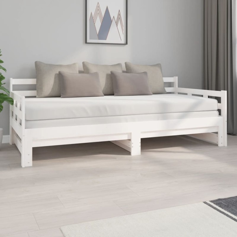 vidaXL Tagesbett Ausziehbar Weiß Massivholz Kiefer 2x(90x200) cm vidaXL Tagesbett Ausziehbar Weiß Massivholz Kiefer 2x(90x200) cm