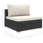 6-tlg. Garten-Lounge-Set mit Auflagen Poly Rattan Schwarz 6-tlg. Garten-Lounge-Set mit Auflagen Poly Rattan Schwarz