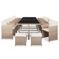 17-tlg. Garten-Essgruppe mit Auflagen Poly Rattan Beige 17-tlg. Garten-Essgruppe mit Auflagen Poly Rattan Beige