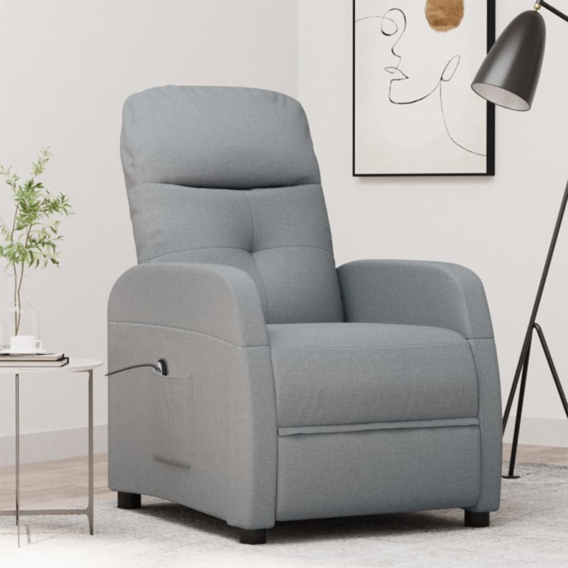 vidaXL Relaxsessel Elektrisch Hellgrau Stoff vidaXL Relaxsessel Elektrisch Hellgrau Stoff