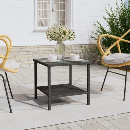 vidaXL Beistelltisch Schwarz 45x45x45 cm Poly Rattan und Hartglas