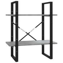 vidaXL Bücherregal 2 Fächer Grau Sonoma 60x30x70 cm Holzwerkstoff