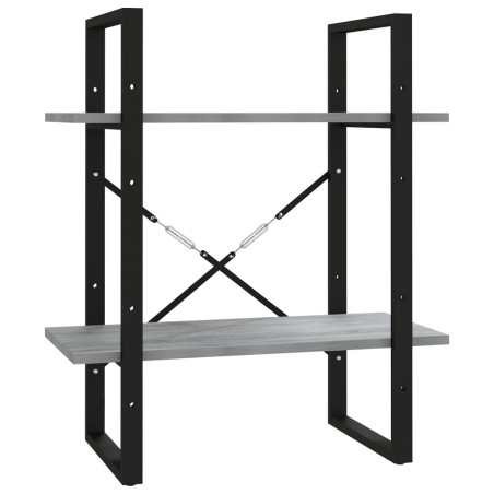 vidaXL Bücherregal 2 Fächer Grau Sonoma 60x30x70 cm Holzwerkstoff