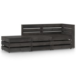 vidaXL 3-tlg. Garten-Lounge-Set Grau Imprägniertes Kiefernholz
