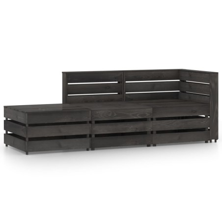 vidaXL 3-tlg. Garten-Lounge-Set Grau Imprägniertes Kiefernholz
