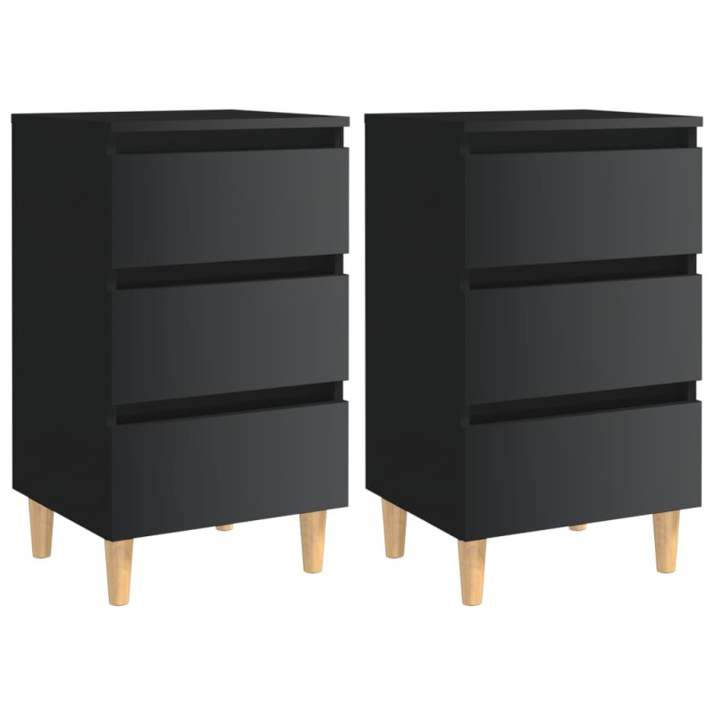 vidaXL Nachttische mit Holzbeinen 2 Stk. Hochglanz-Schwarz 40x35x69cm vidaXL Nachttische mit Holzbeinen 2 Stk. Hochglanz-Schwarz 40x35x69cm