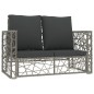 2-tlg. Garten-Lounge-Set mit Auflagen Poly Rattan Grau 2-tlg. Garten-Lounge-Set mit Auflagen Poly Rattan Grau