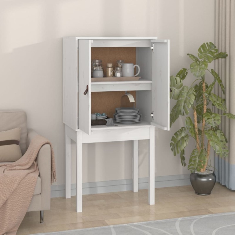 vidaXL Highboard Weiß 60x40x120 cm Massivholz Kiefer vidaXL Highboard Weiß 60x40x120 cm Massivholz Kiefer