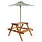 vidaXL Kinder-Picknicktisch mit Sonnenschirm 79x90x60 cm Akazienholz vidaXL Kinder-Picknicktisch mit Sonnenschirm 79x90x60 cm Akazienholz