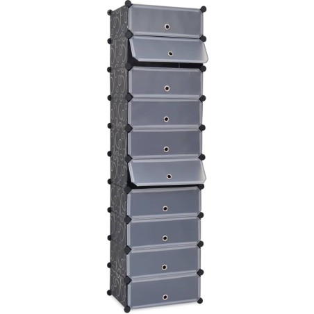 vidaXL Schuh-Organizer Zusammenklappbar mit 10 Fächern Schwarz