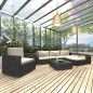 8-tlg. Garten-Lounge-Set mit Auflagen Poly Rattan Schwarz 8-tlg. Garten-Lounge-Set mit Auflagen Poly Rattan Schwarz