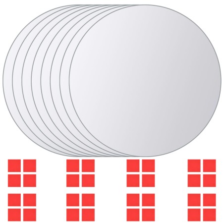vidaXL 8-tlg. Spiegelfliesen-Set Rund Glas
