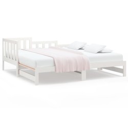 vidaXL Tagesbett Ausziehbar Weiß 2x(90x200) cm Massivholz Kiefer