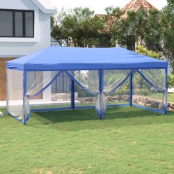 vidaXL Partyzelt Faltbar mit Seitenwänden Blau 3x6 m