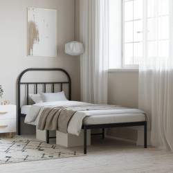 vidaXL Bettgestell mit Kopfteil Metall Schwarz 90x190 cm