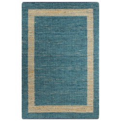 vidaXL Teppich Handgefertigt Jute Blau 80x160 cm