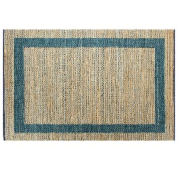 vidaXL Teppich Handgefertigt Jute Blau 80x160 cm